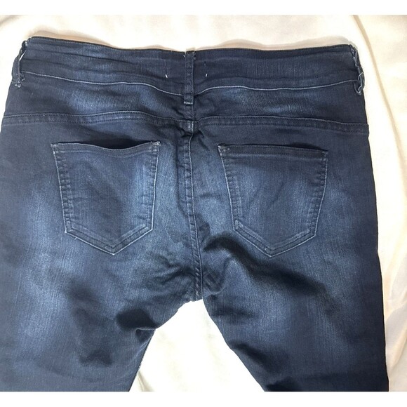 Women Skylton Black Label Jeans Size 34 Distressed Stretch Dark Wash - Picture 6 of 7